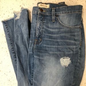 MADEWELL ripped blue skinny jeans 9 inch high rise